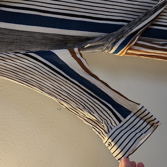 ZARA Midi 3/4 Length Sleeve Striped Belted Dress - Picture 4 of 5